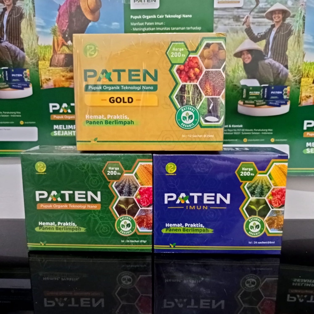 PUPUK PATEN ORGANIK TEKNOLOGI NANO 1 BOX  (24 SACHET ) PUPUK PATEN GOLD / PATEN HIJAU / PATEN BIRU -
