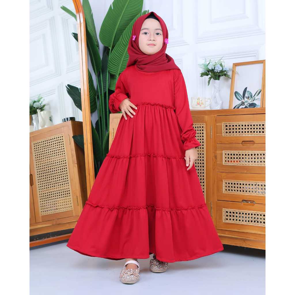 Gamis Aisyah - Merah Maroon Marun - Gamis Anak Perempuan Gamis Anak Warna Merah Maroon Marun 1-12 Ta