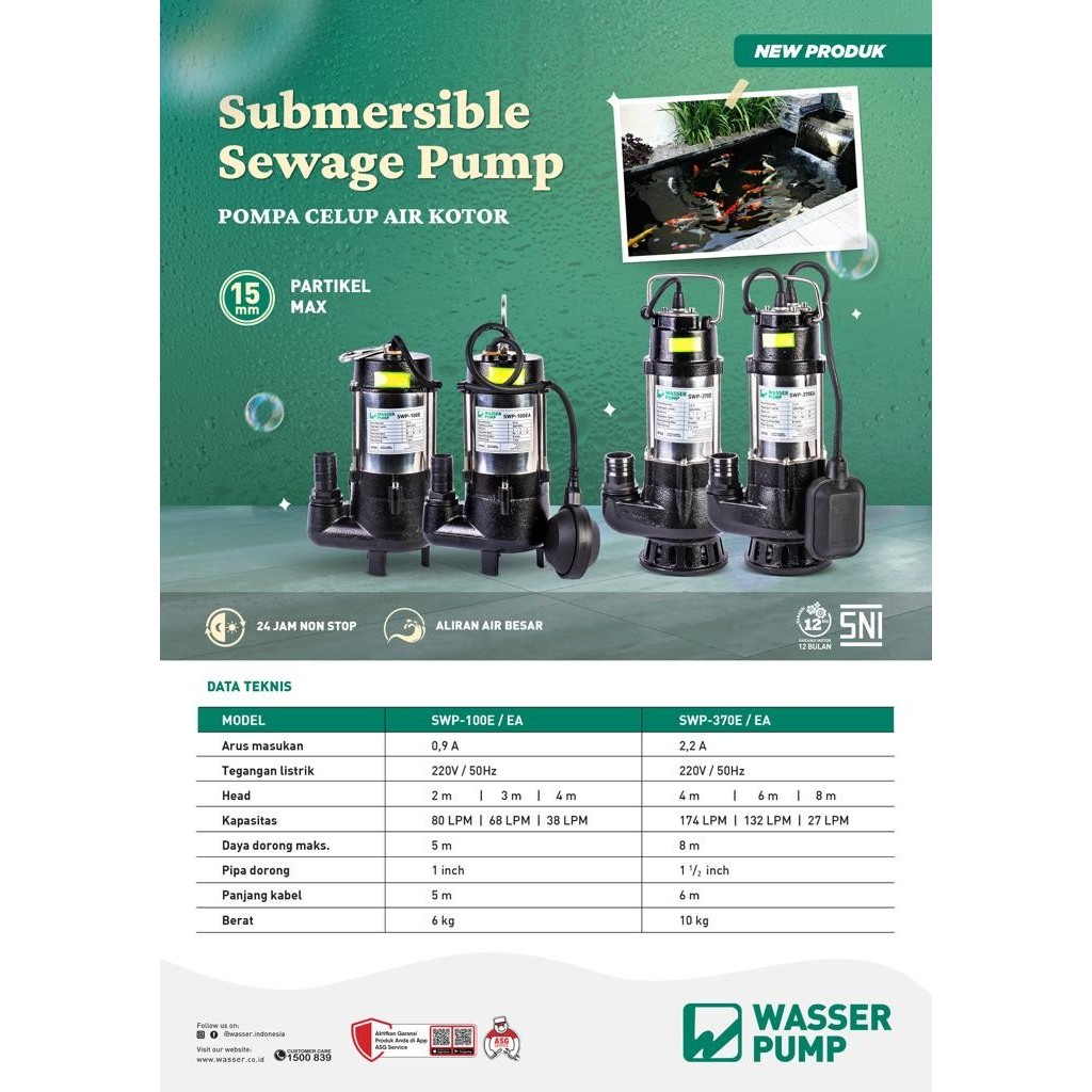 POMPA CELUP AIR KOTOR WASSER SWP-370E / POMPA WASSER SWP-370E MANUAL