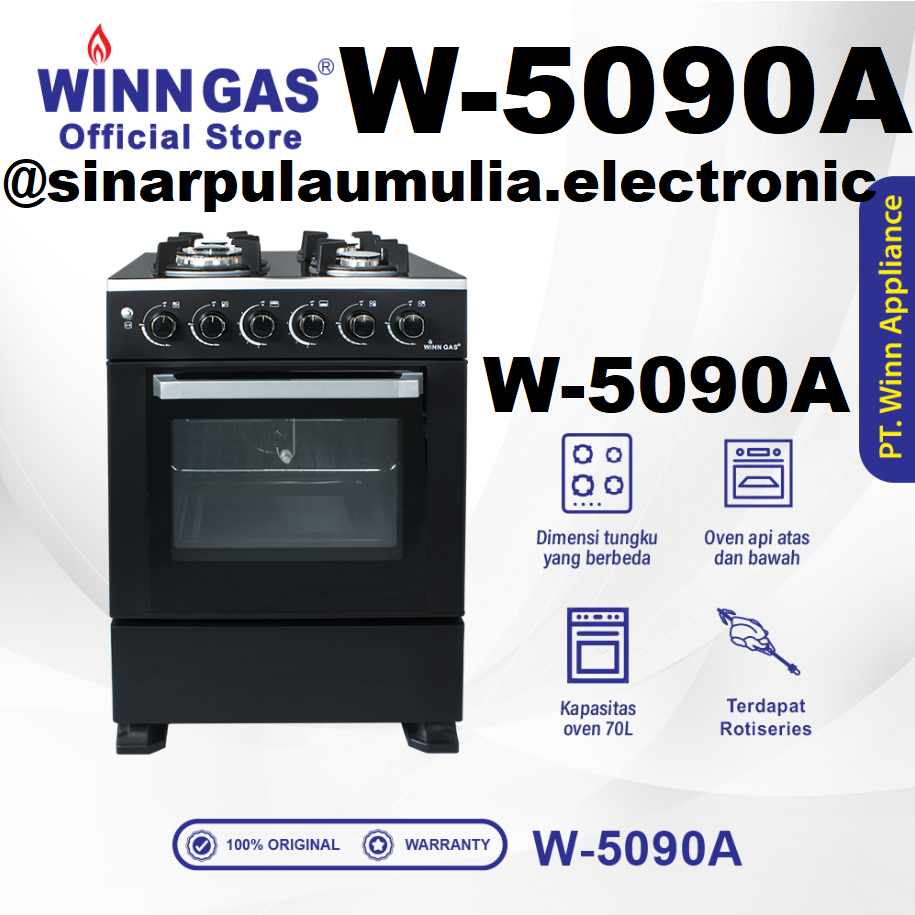 Winn Gas Free Standing Kompor Gas 4 Tungku + Oven - W5090A / W 5090 A / W5090 A / W 5090A / W-5090A