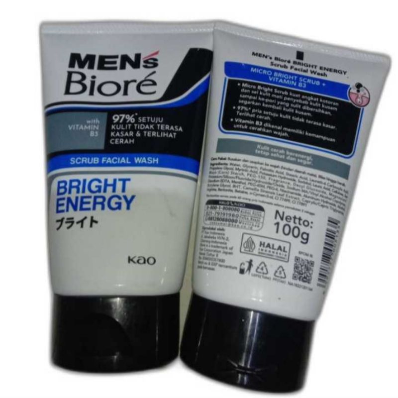 Biore Mens Bright Energy Scrub 100gr, Biore Mens Acne Bacterior Scrub 100gr, Biore Mens Cool Oil Cle