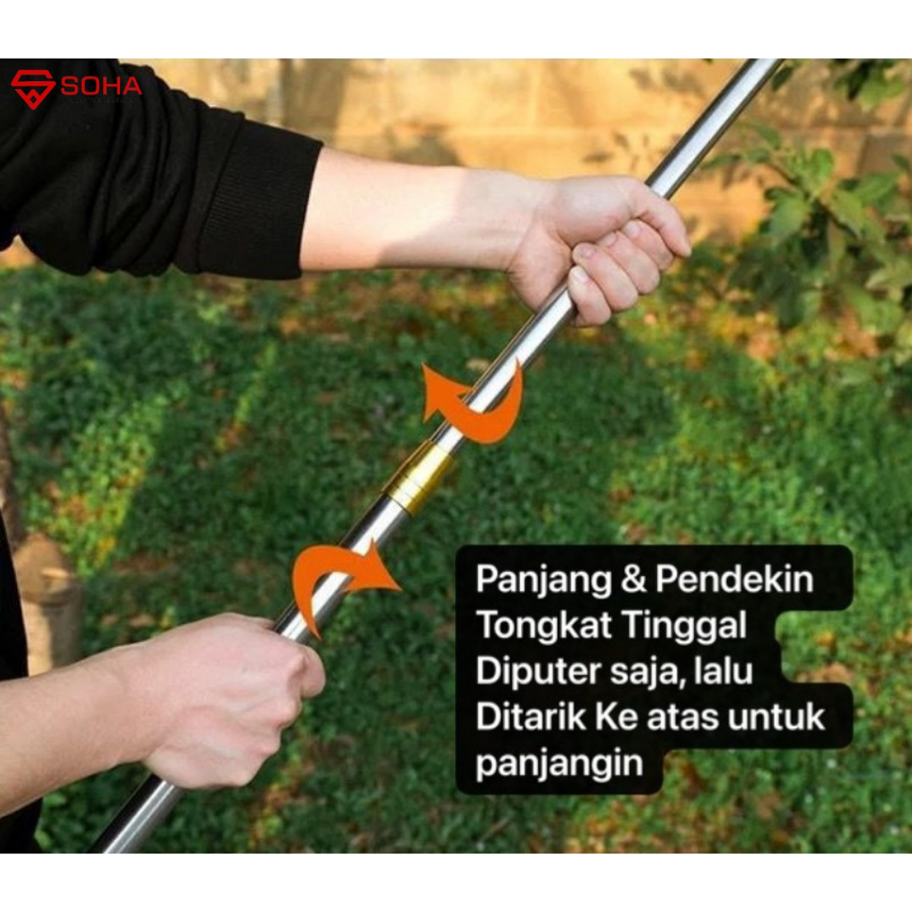 Tongkat Stik Serbaguna Universal Alat Pemetik Buah Tongkat Panjang 2.5 Meter Teleskopik