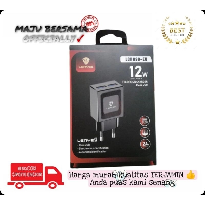 MB - Travel Charger Casan Lenyes LCH-098 2USB 12W Micro / Type C / Lightning / Lenyes LCH098 12W 2.4