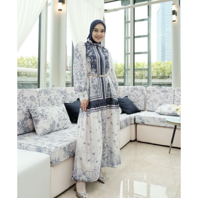 (𝙎𝙄𝘼𝙋 𝙆𝙄𝙍𝙄𝙈) VANILLA HIJAB TUDEJUL CHARM DRESS - WHITE