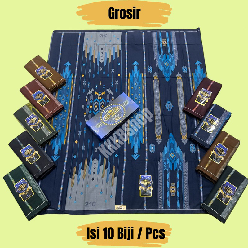 Sarung Tenun Bin Saleh Idola Gold Kembang Motif 8 Warna / 8W / Delapan Warna / 1 Warna / 1W / Satu W