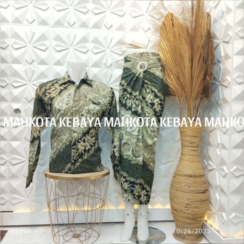 mahkota kebaya( CM2 HIJAU SAGE ) BATIK COUPLE AYAH DAN ANAK LAKI LAKI BAJU COUPLE KELUARGA BATIK COU