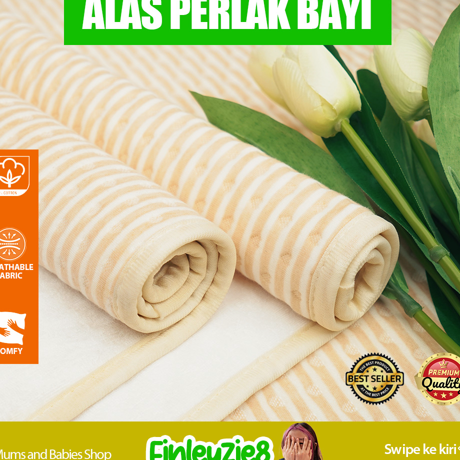 Diskon Perlak Bayi Motif Garis / Perlak Bayi Waterproof / Perlak / Perlak Alas Ompol Bayi / Perlak O