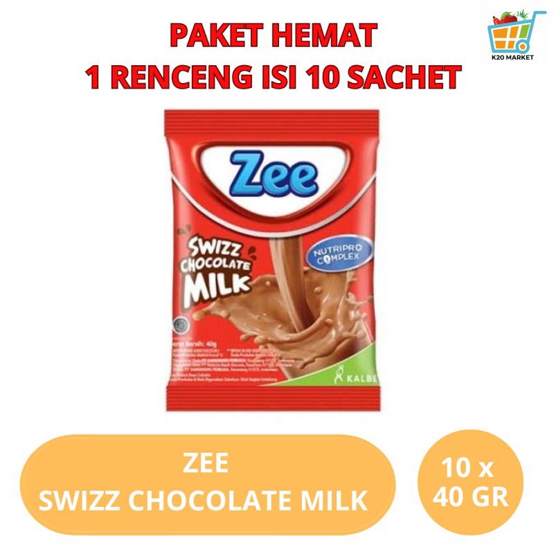 

Zee Swizz Chocolate Milk 1 renceng isi 10 x 40 Gram | Susu Bubuk Coklat