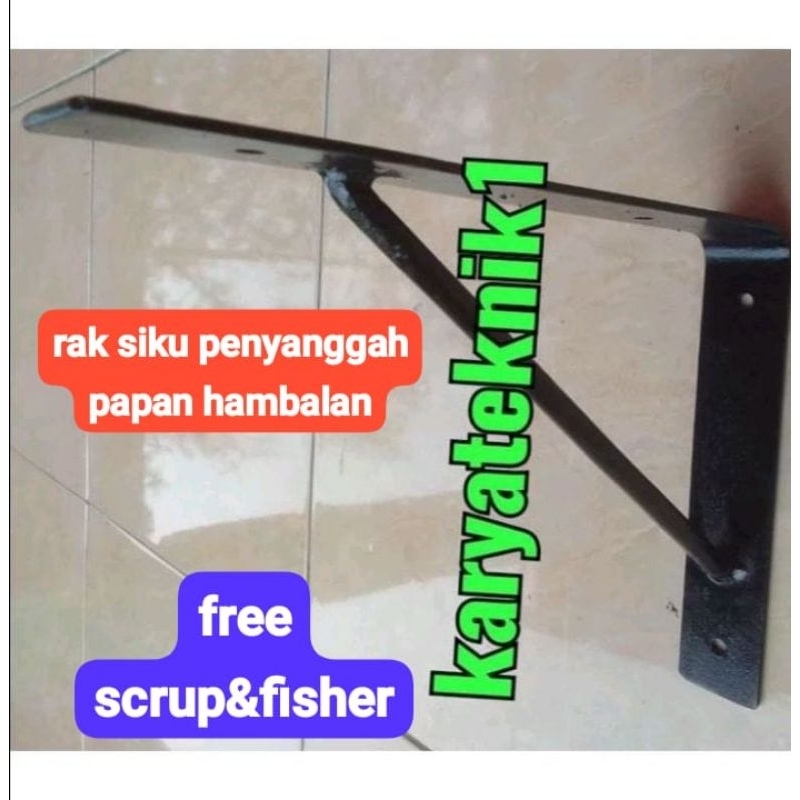 bracket siku besi L papan ambalan penyangga papan ambalan besi tempel dinding rak meja warung