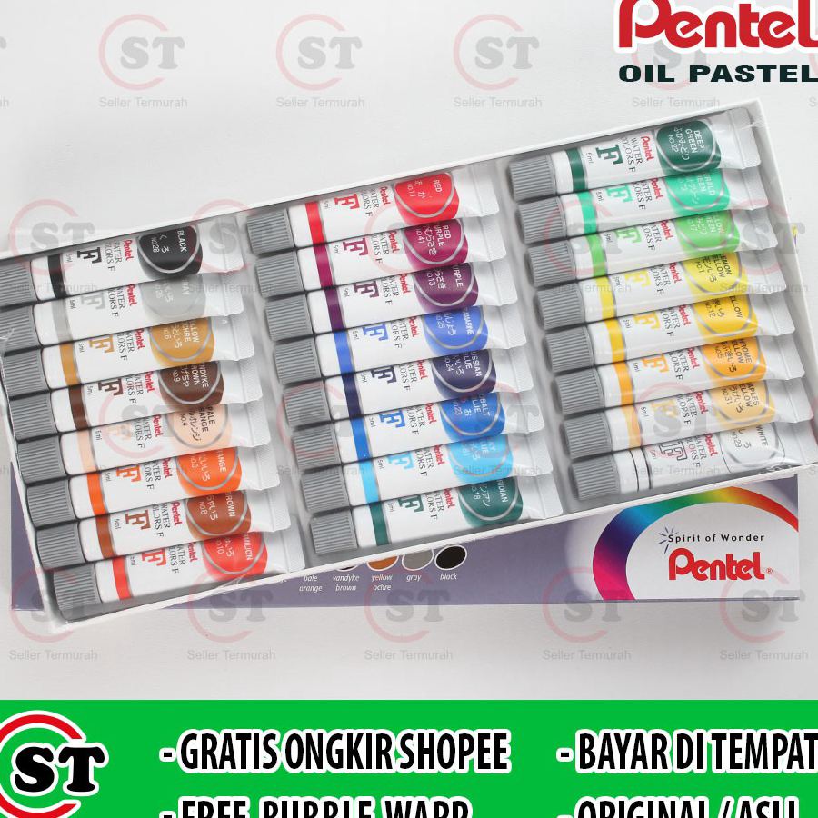 

➮➟✤ Cat Air Pentel 24 Warna / Pentel Water Color WFRS 24 colour / Kreativitas Anak Seni Lukis Ready Stok