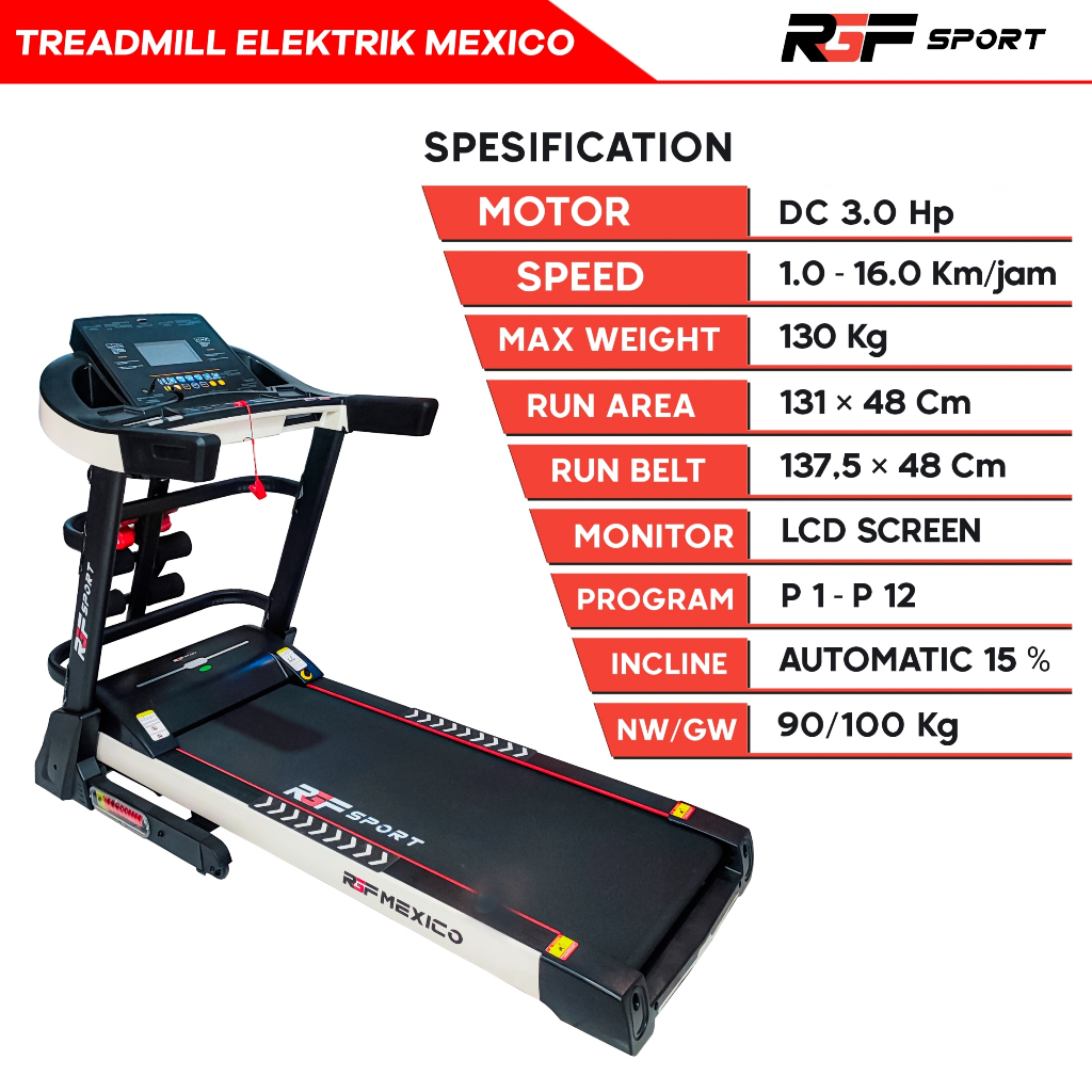 Alat Fitness Treadmill Elektrik RGF SPORT - Mexico