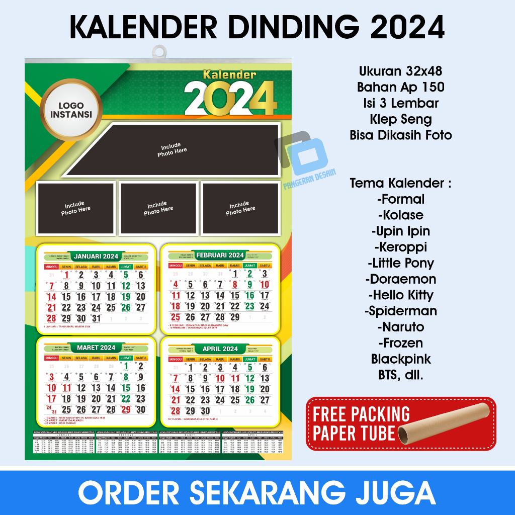 

Cetak Kalender Dinding 2024 Isi 3 Lembar Murah Bisa Custom Foto Sendiri