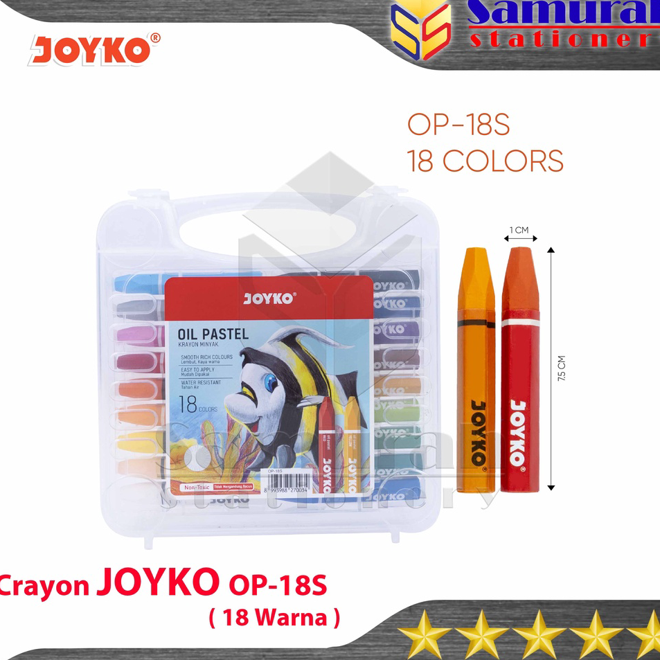 

Ready Crayon Joyko OP-18s / Krayon Minyak isi 18 Warna / Oil Pastel OP 18S For Drawing Water Resistant - Non Toxic Ready Stock