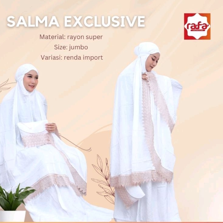 MUKENA PUTIH RAYON PREMIUM RENDA MEWAH JUMBO ADEM