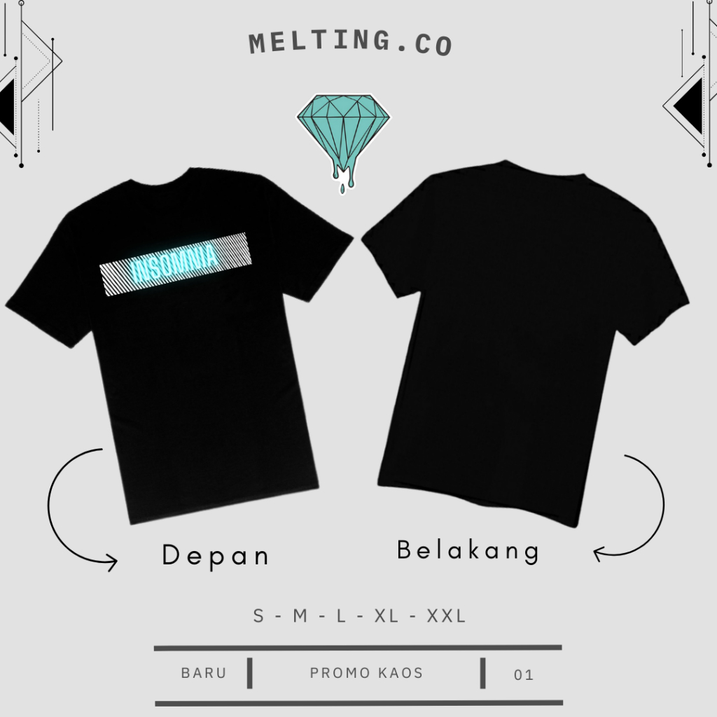 Kaos kasual Insomnia Pria Wanita || Melting.co