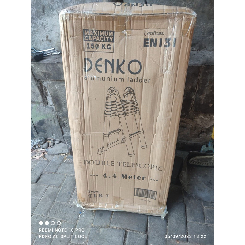 Tangga lipat alumunium teleskopik tangga lipat alumunium double teleskopik 4.4 meter