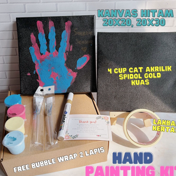 

★★★★★ DIY Hand Painting Kit Canvas hitam By Sweetie Seasons | Kanvas Cap Tangan Couple | Canvas Lukis