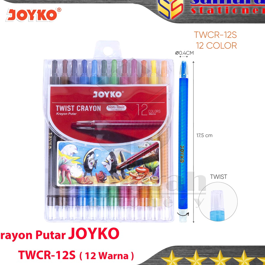 

Murah Crayon Joyko TWCR-12s ( 12 Colours ) / Krayon Putar Mewarnai isi 12 Warna / Twist Oil Pastel TWCR 12s Dijual Murah