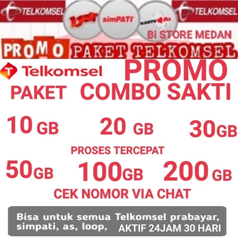 (PROMO)PAKET DATA TELKOMSEL FULL 100GB | 50GB COMBO SAKTI SUPER SERU NASIONAL 24JAM