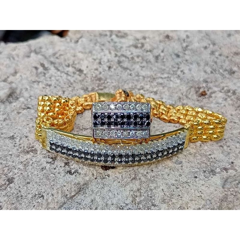 gelang perak ful berlian set + cincin perak berlian satu set/ estelan