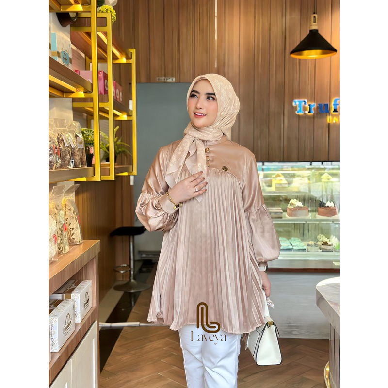 Jenna Tunik Plisket Laveya Silk Ld 110 / Tunik Kondangan 2203