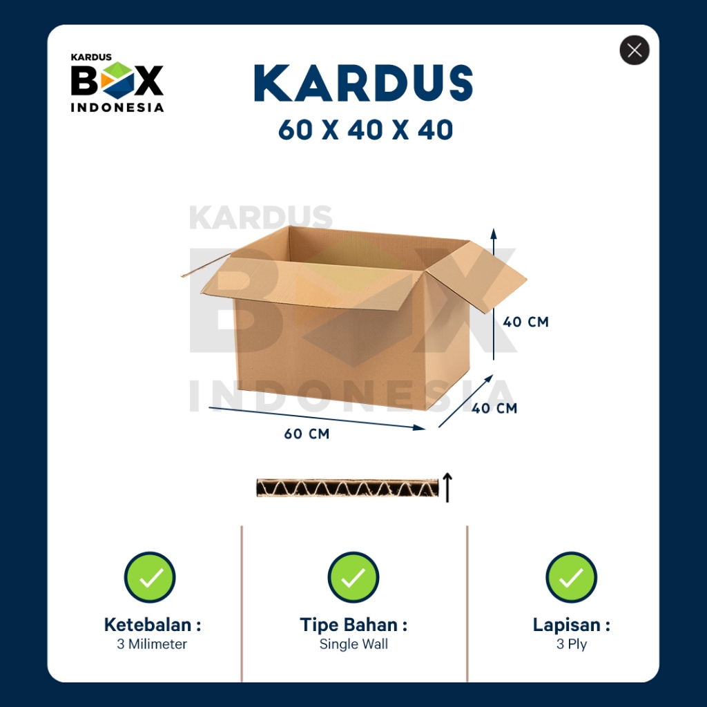 

Packing Kardus Karton Box Pindahan 60cm x 40cm x 40cm Box Polos