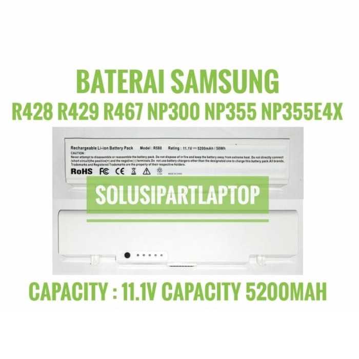 Baterai Samsung RV409 RV408 RV508 RV711 RV509 RV513 RV415 RV413 R428 WHITE