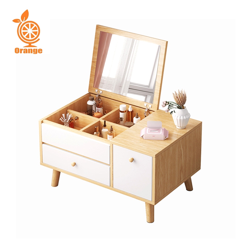 ORANGE Meja Rias Minimalis / Meja Rias Lesehan / Meja Lantai / Meja Kamar Dresser / Kosmetik Flip Ka