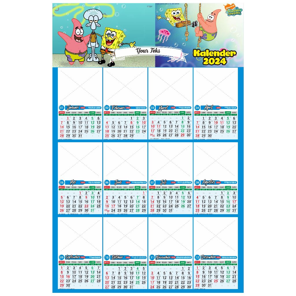 

KALENDER 2024 SPONGEBOB ISI 12 FOTO CUSTOM