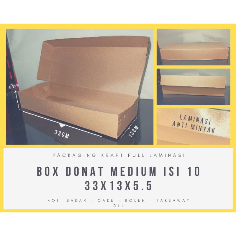 

DUS BOX DONAT MEDIUM ISI 10 KRAFT LAMINASI DUS DONUT KEMASAN DONAT