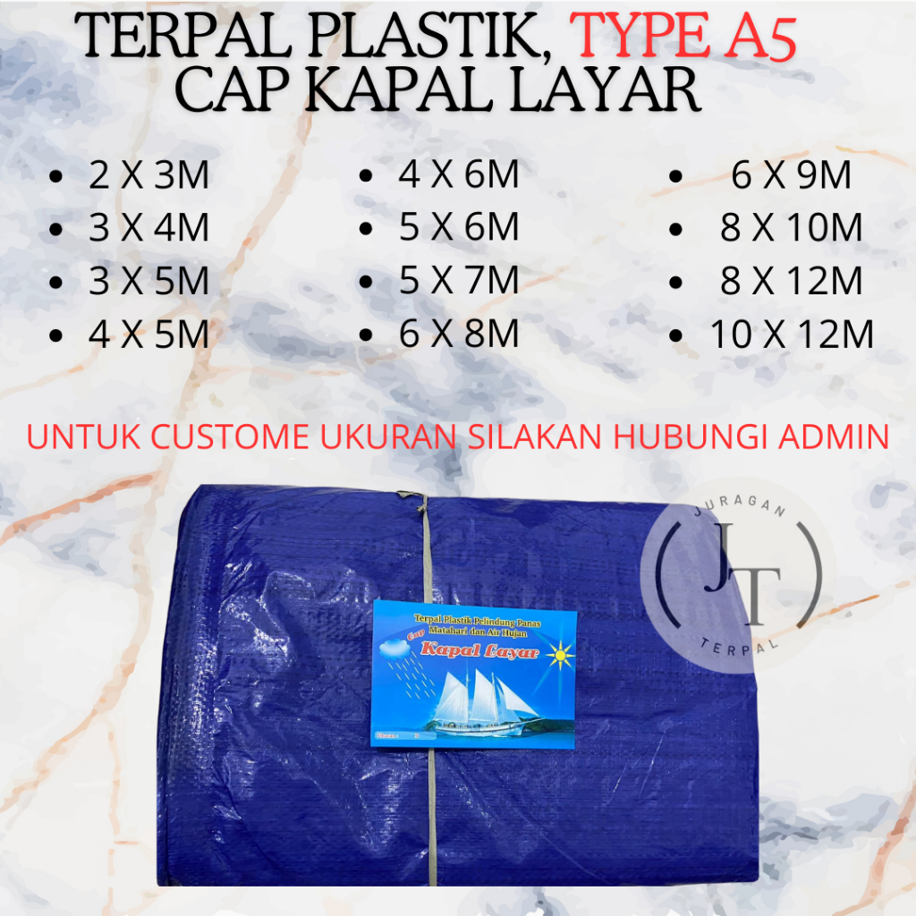 TERPAL PLASTIK TERMURAH TYPE A5 CAP KAPAL LAYAR (8X12M) BISA CUSTOME UKURAN