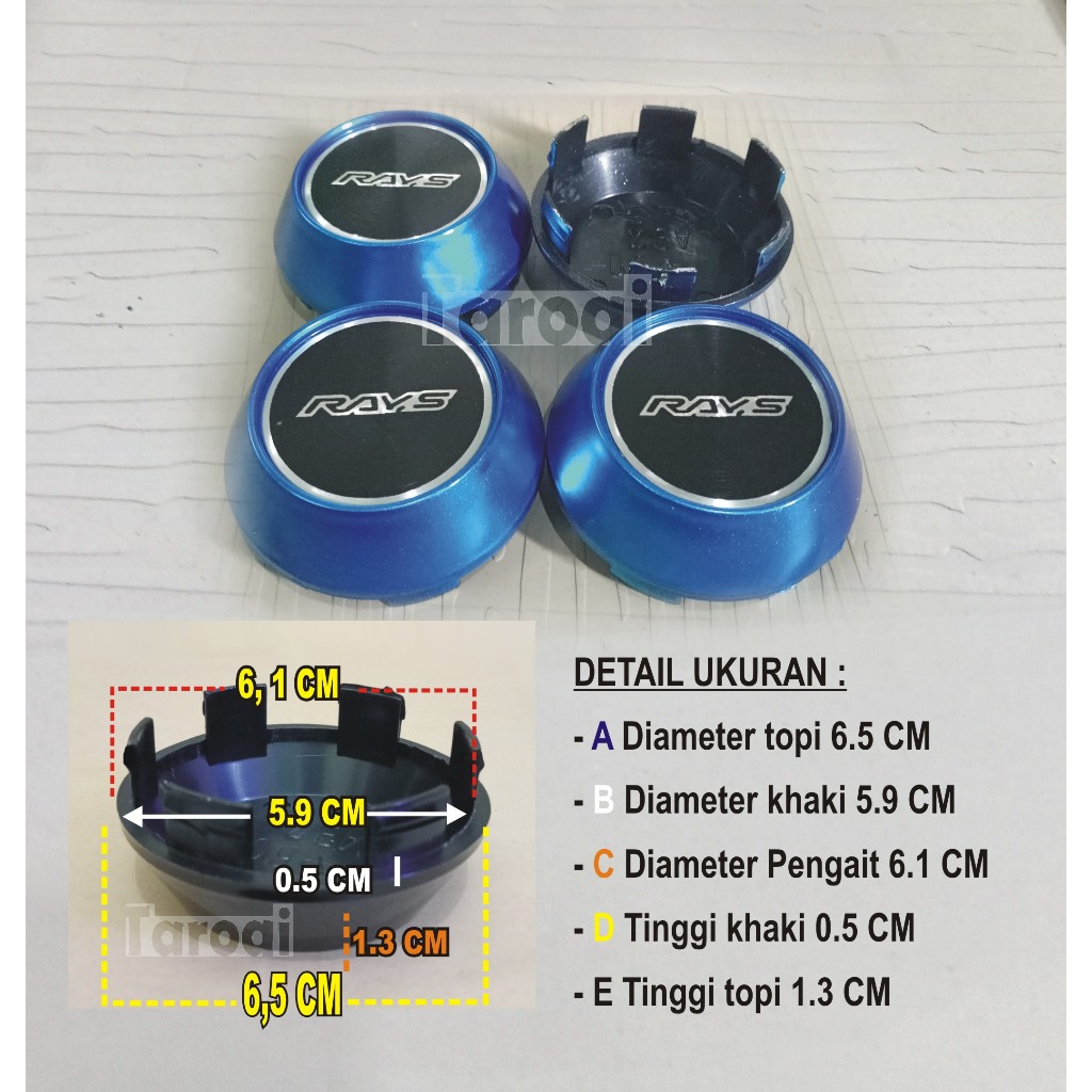 tutup dop center velg rays biru 65 mm
