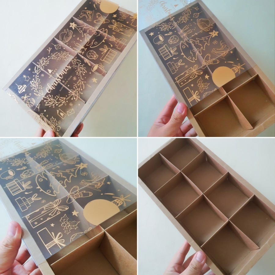 

5 pcs box packaging fruit pie natal dus kotak egg tart tutup mika slide edisi christmas sekat 8