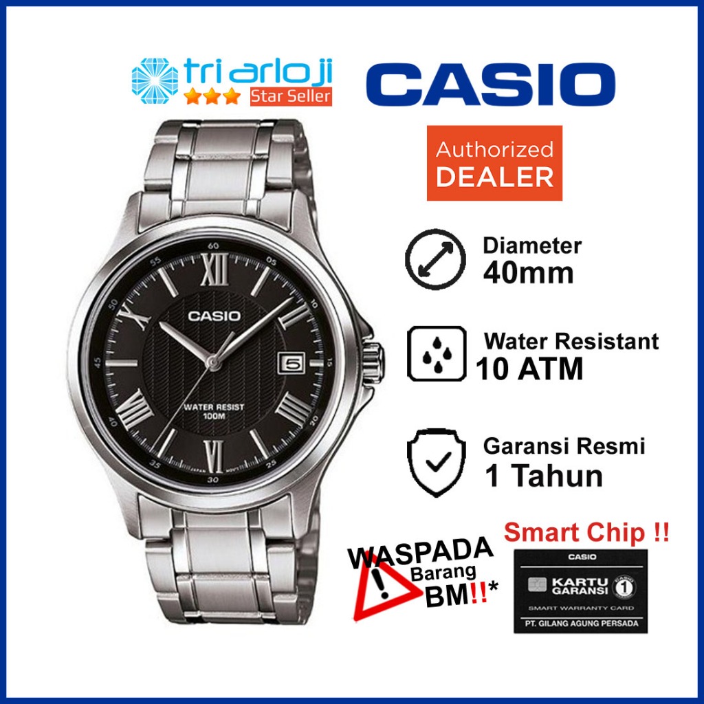 CASIO MTP-1383D-1AVDF Jam Tangan Pria Analog Stainless Steel MTP-1383D-1A MTP1383D