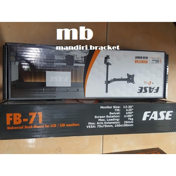 Bracket tv monitor Model Jepit meja Fase fb71 by kenzo KZ70 for 1 Monitor & LED size 12" 30"