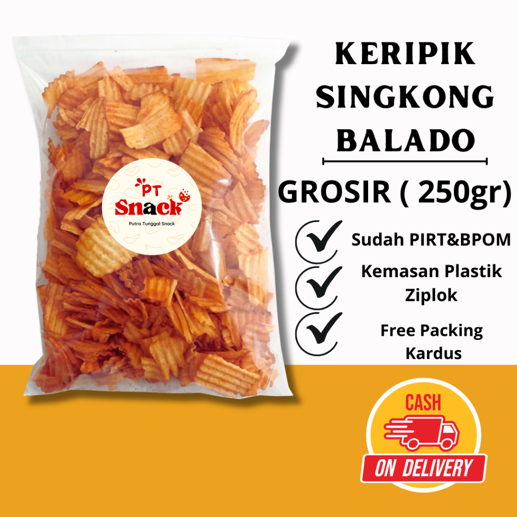

[ PT SNACK ] Kripik singkong balado 250 gr aneka cemilan camilan dari singkong