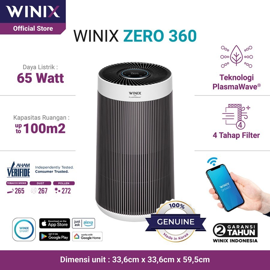 Pembersih Udara Winix Zero 360, Air Purifier Canggih dengan Sistem Filtrasi 4 Tahap HEPA13
