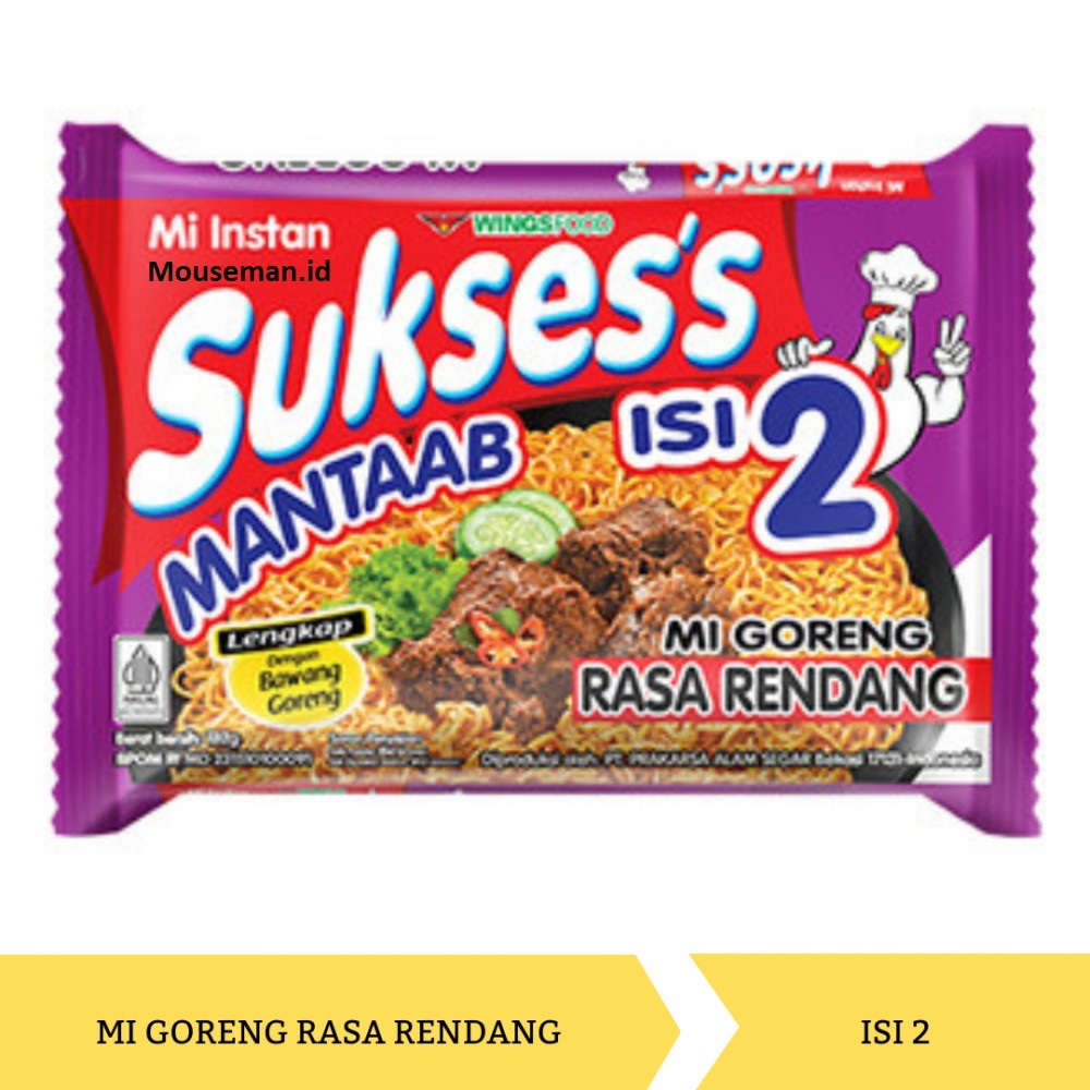 

Mi Instan Mie SUKSES ISI 2 Instant Mi Goreng Rasa RENDANG 132gr