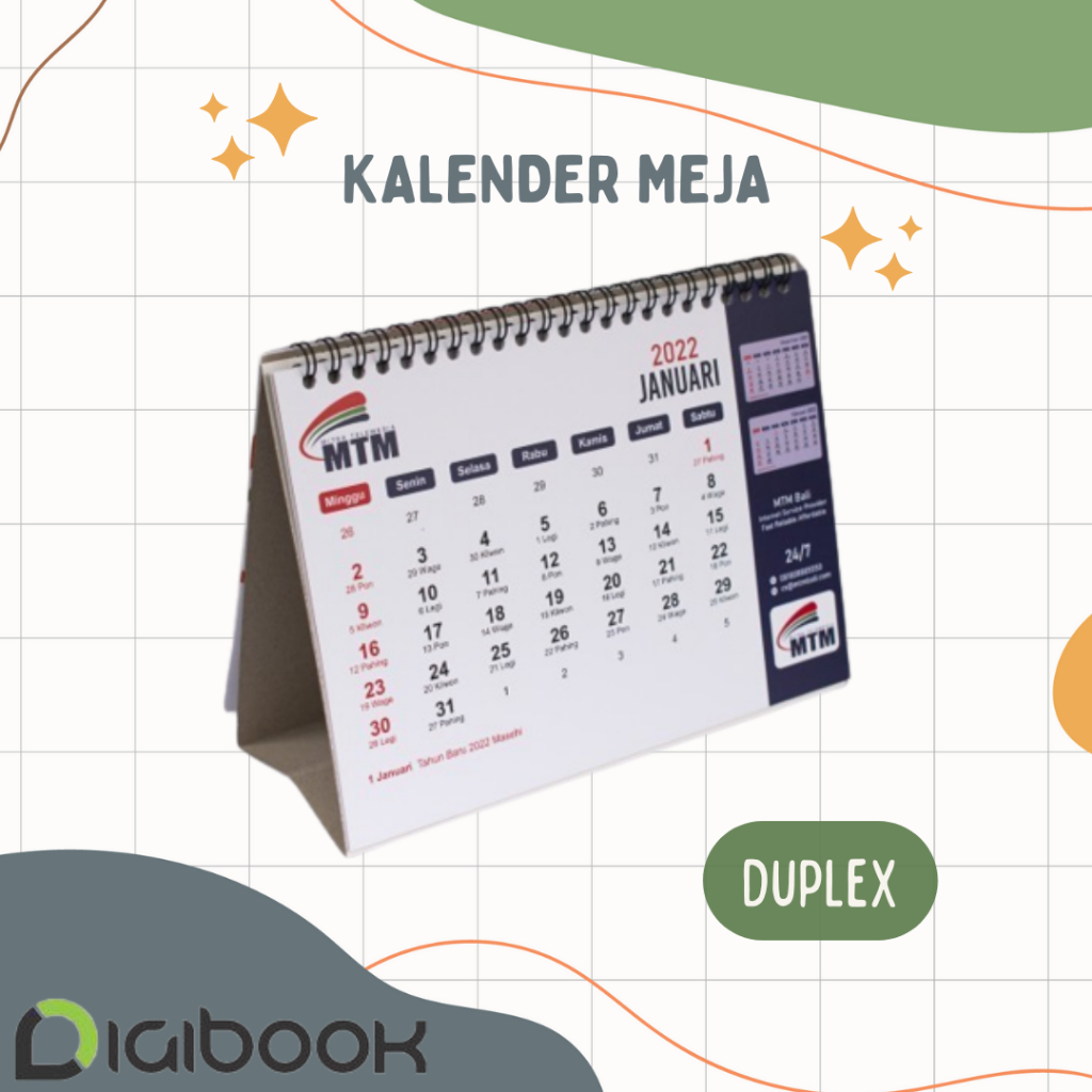 

Custom Kalender Meja 2025 - Kalender Penyangga Duplex - 6 Lembar 2 Muka