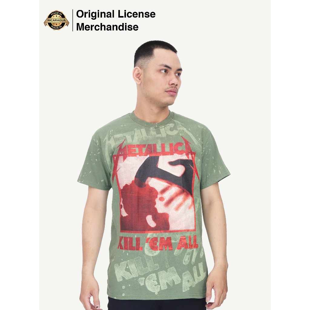 Kaos Baju Full Print Tie Dye Katun Pria Wanita Band Musik METALLICA Original Kill Em All Over