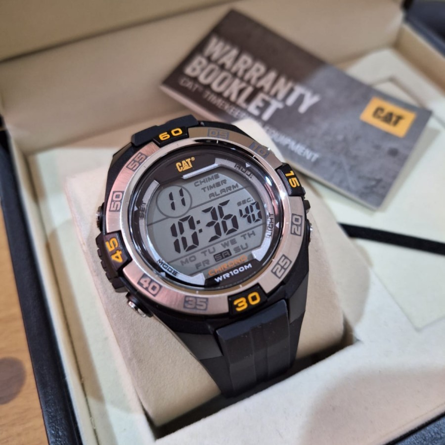 JAM PRIA CATERPILLAR OC.147.21.247 DIGITAL BLACK TERBARU RUBBER ORIGINAL