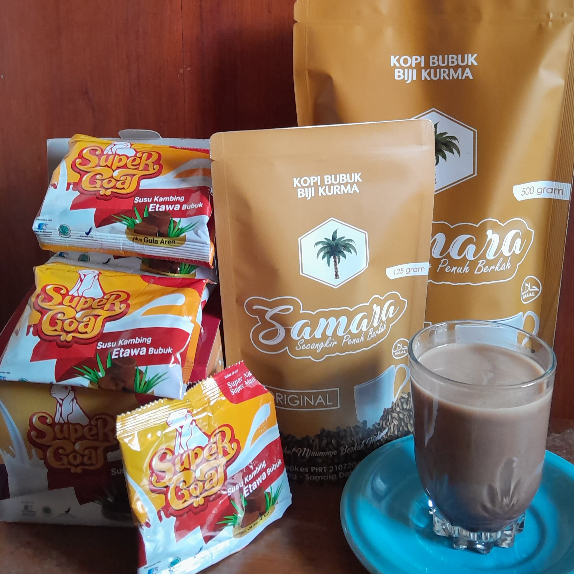 

PROMO BUNDLING 1 BOX SUSU KAMBING ETAWA GULA AREN PLUS 1 PCS 125 GRAM KOPI BUBUK BIJI KURMA SAMARA / PAKET SUSU KAMBING SUPERGOAT DAN KOPI BUBUK BIJI KURMA SAMARA