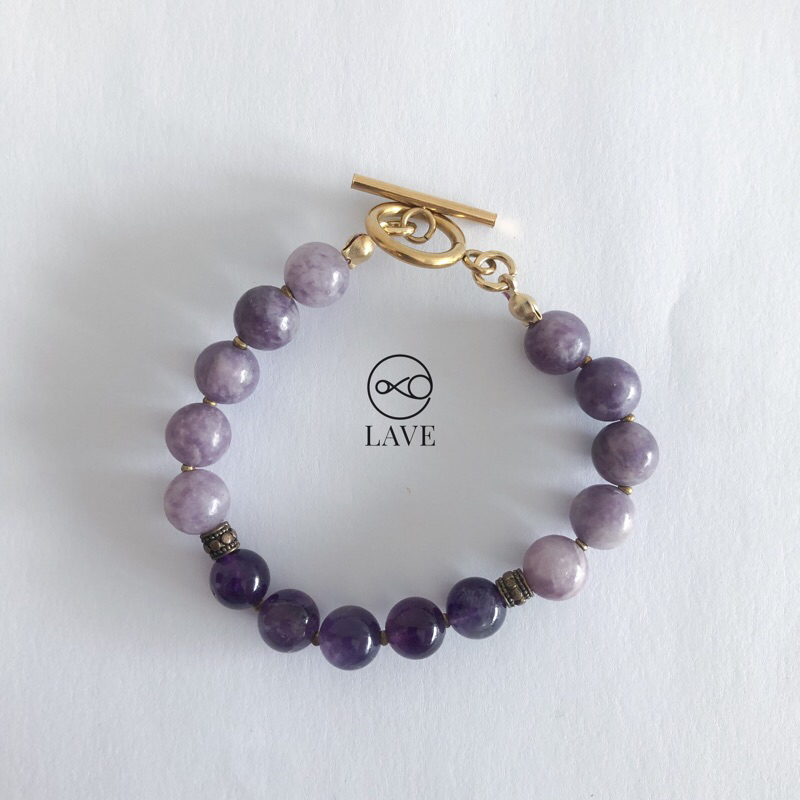 Amethyst Lepidolite Crystal Bracelet