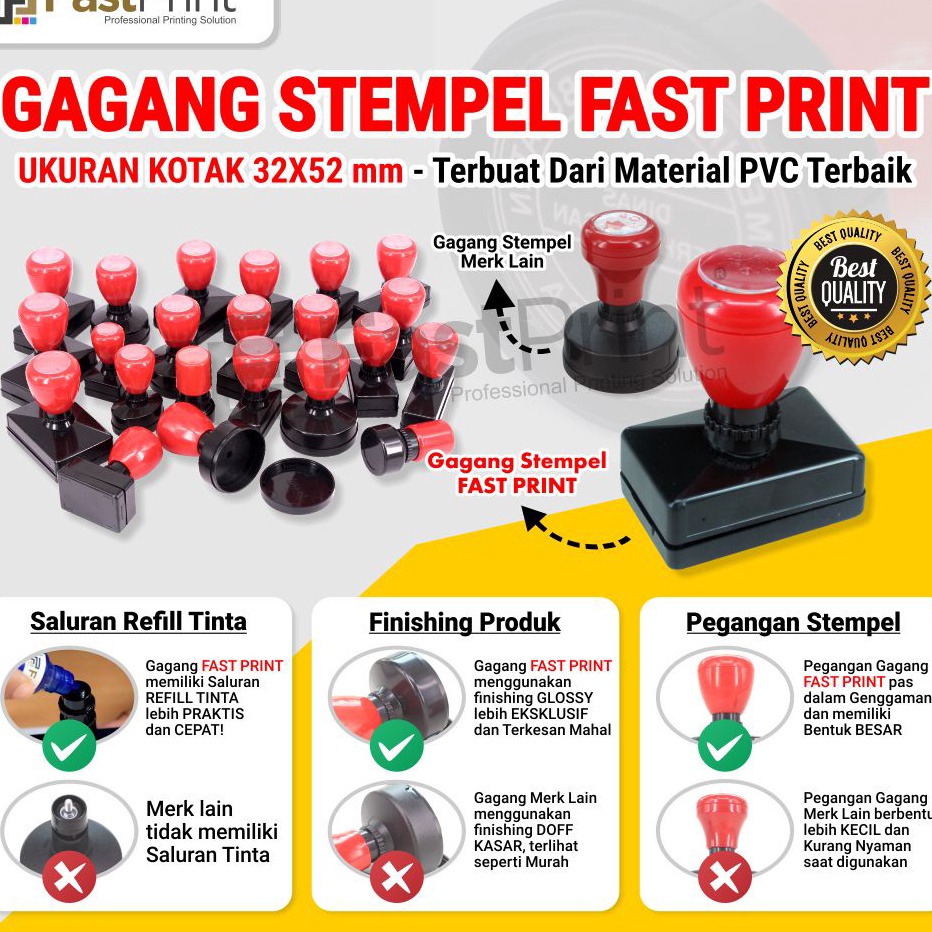 

Ready Gagang Stempel Flash Kilat Warna Ukuran Kotak 32 52 32x52MM