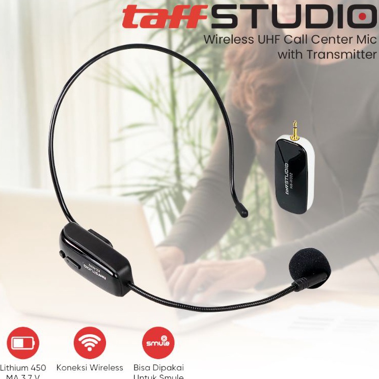 Laris TaffSTUDIO Mikrofon Wireless UHF 2.4G Call Center Mic with Transmitter - HX-W002 W002b W006 HX