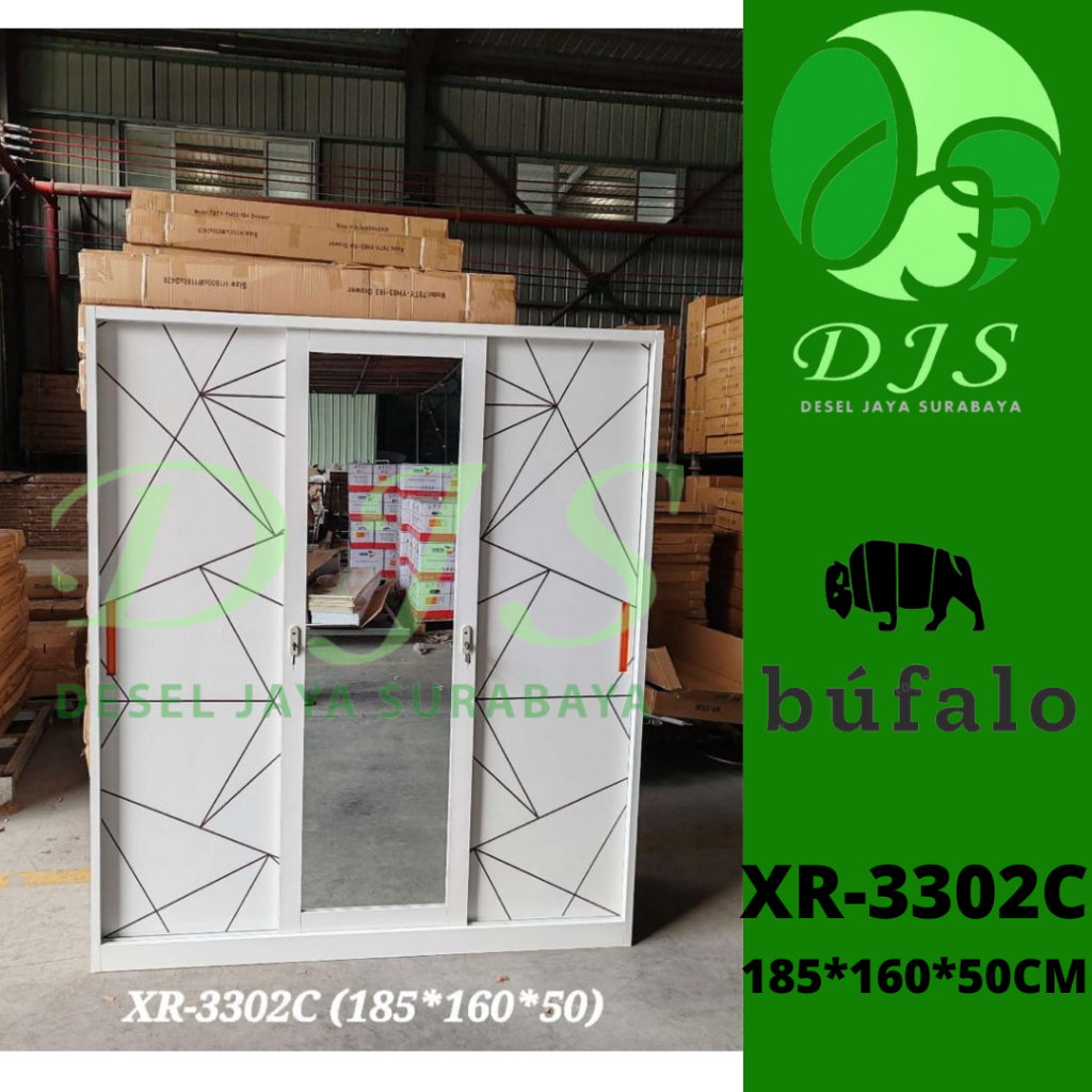 Lemari Baju Besi Sliding 160 cm - Lemari Baju 3 Pintu - Lemari Baju Besi - Lemari sliding Baju Besi 