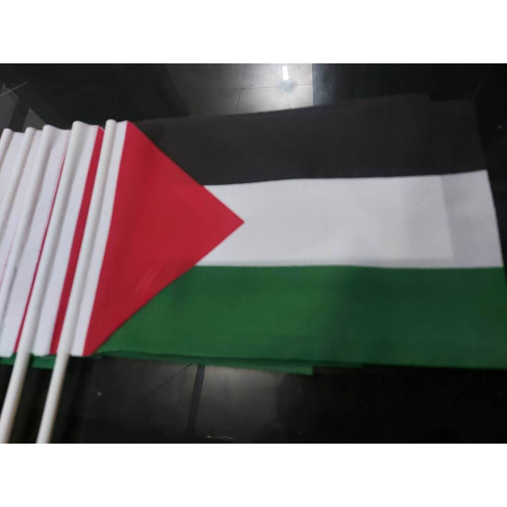 Bendera Tangan Palestina / Bendera Stik Palestina Tangkai Stik Pawai 22x15cm