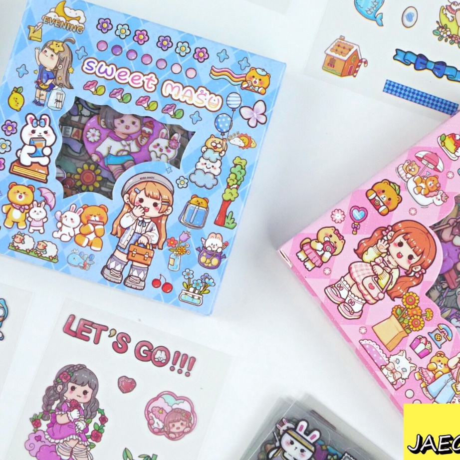 

➪➽✳✧ JAEGi - Premium Masu Sticker Small Box Momo isi 100 Pcs Aesthetic Waterproof Sticker Cute Anak Perempuan