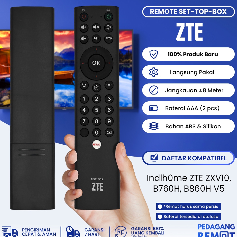 ➞DeN Remote STB Indihom ZTE ZXV10 B860H-V5 B760H IR Non Voice / Remot Set Top Box Android TV Box ZTE