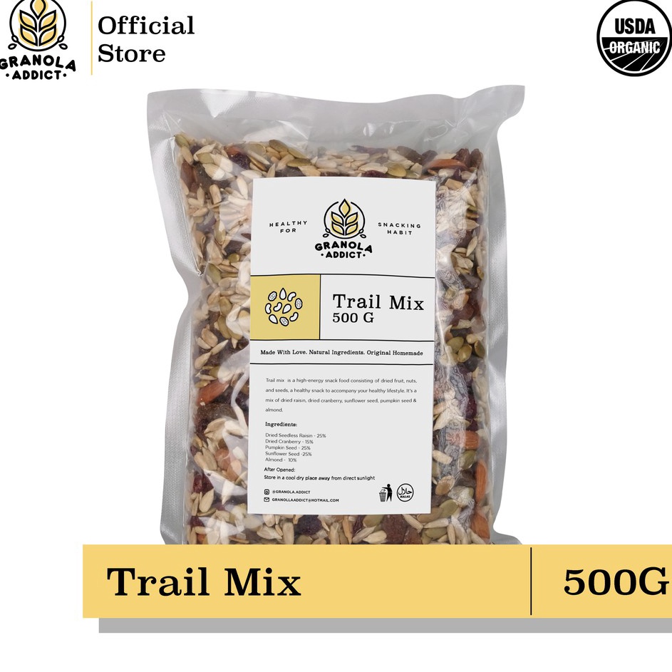 

HYLQ5393 DISKON!!!!!!! Granola Addict - Trail Mix (Sunflower, Pumpkin Seeds, Almond, Raisin, Cranberry) 500G